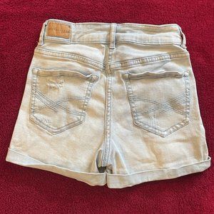 Aeropostale ripped light blue denim shorts. High-wasted, midi. Size 00.
